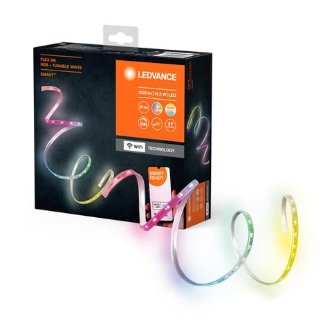 LEDVANCE SMART+ WIFI OUTD FLEX 5M LED-Streifen, weiß, 14W, 850lm, warm- bis kaltweiß steuerbar, RGB-Licht, für Außenbereich, App-steuerbar, lange Lebensdauer, einfache Montage, Schutzklasse IP44