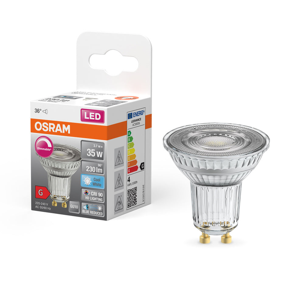 OSRAM Dimmbare LED Reflektor-Lampe LED SUPERSTAR + spot PAR16 GL 35 DIM 3,7W/940 CRI90 GU10