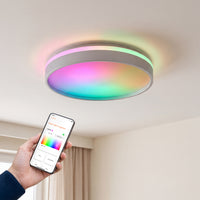 OSRAM SMART+ Matter Deckenleuchte Ceiling Silber, 3000-6500, RGBTW, 1000 lm, 16 W, 30 cm Durchmesser
