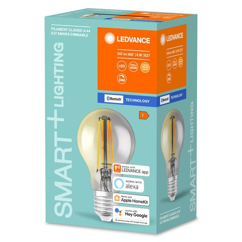 LEDVANCE Bluetooth SMART+ Filament Classic LED Lampe dimmbar (ex 44W) 6W / 2700K Warmweiß E27