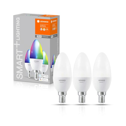 LEDVANCE Wifi SMART+ LED Lampe Kerze RGBW mehrfarbig (ex 40W) 5W / 2700-6500K E14 3er