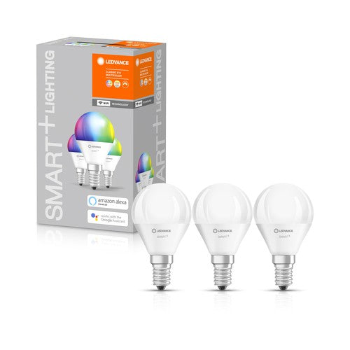 LEDVANCE Wifi SMART+ LED Lampe Mini Bulb RGBW mehrfarbig (ex 40W) 5W / 2700-6500K E14 3er