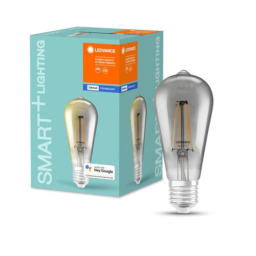 LEDVANCE Bluetooth SMART+ Edison Kolbenform LED Filament Lampe dimmbar (ex 44W) 6W /  2700K  Warmweiß Smoke E27