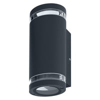 LEDVANCE LED Wandleuchte für 2x GU10 Leuchtmittel, Design Leuchte für Aussen, für 2-seitige indirekte Beleuchtung mit dursichtigen Ringen, aus Aluminium in dunkelgrau, ENDURA BEAM GAP Wall UpDown GU10