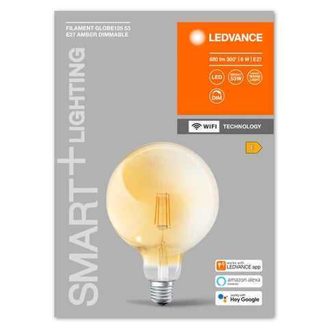 LEDVANCE Wifi SMART+ Globe125 LED Lampe dimmbar (ex 53W) 6W / 2400K Warmweiß E27