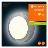 LEDVANCE Wand- und Deckenleuchte LED: für Wand, ENDURA STYLE DISC / 8 W, 220…240 V, Warm weiß, 3000 K, Gehäusematerial: Edelstahl, IP44