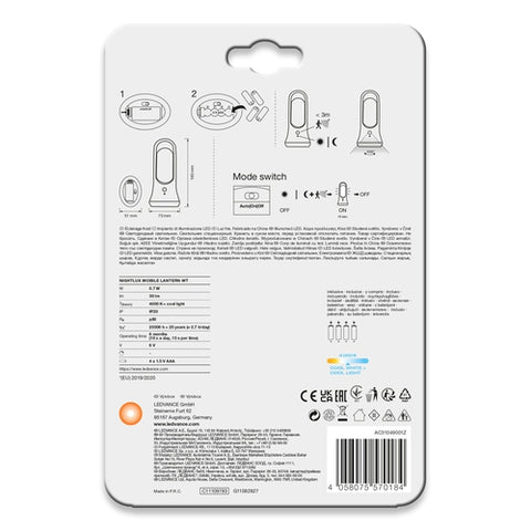 LEDVANCE NIGHTLUX Mobile LANTERN LED Nachtlicht batteriebetrieben Sensor 0,65W / 4000K Kaltweiß