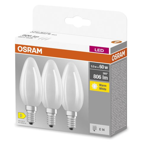 OSRAM LED BASE RETRO Matt CLASSIC B LED-Lampen, klassische Minikerzenform 6W E14
