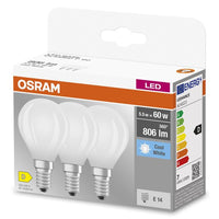 OSRAM LED BASE RETRO MATT CLP LED-Lampen, klassische Miniballform 5,5W E14 840, 3er Pack