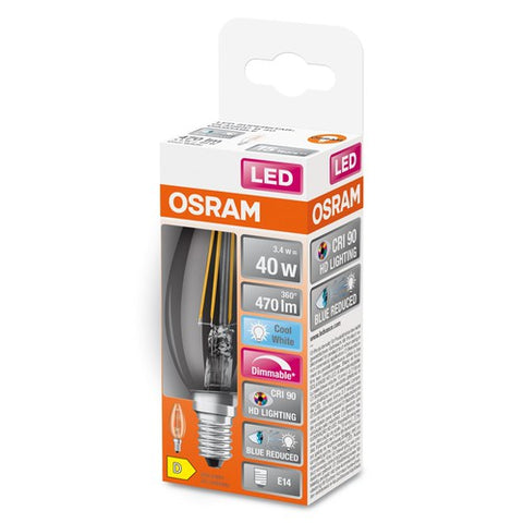OSRAM Dimmbare LED-Lampe LED SUPERSTAR+ CL B FIL 40 dim 3,4W/940 E14 CRI90 BOX