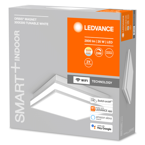 LEDVANCE Wifi SMART+ ORBIS MAGNET LED Deckenleuchte 30x30cm Tunable Weiß 26W / 3000-6500K grau-Deckenleuchten-LEDVANCE Shop