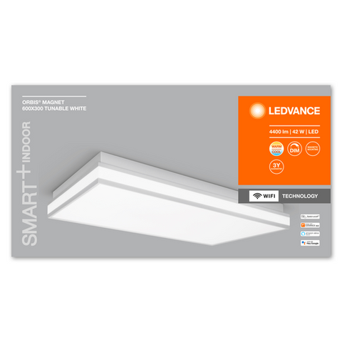 LEDVANCE Wifi SMART+ ORBIS MAGNET LED Deckenleuchte 60x30cm Tunable Weiß 42W / 3000-6500K grau