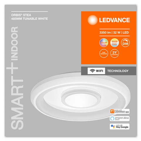 LEDVANCE Wifi SMART+ ORBIS STEA LED RGBW mehrfarbig Deckenleuchte 48,5cm Tunable Weiß 32W / 2700-6500K