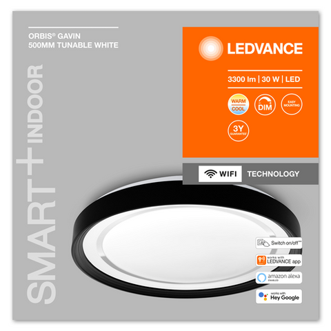 LEDVANCE Wifi SMART+ ORBIS GAVIN LED Deckenleuchte 50cm Tunable Weiß 30W / 2700-6500K schwarz