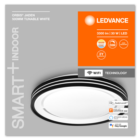 LEDVANCE Wifi SMART+ ORBIS JADEN LED Deckenleuchte 50cm Tunable Weiß 30W / 2700-6500K schwarz
