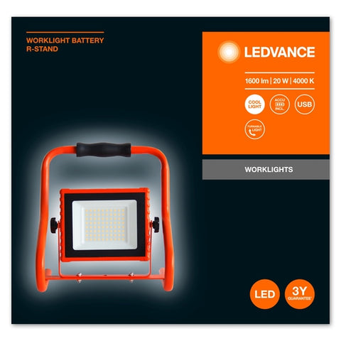 LEDVANCE WORKLIGHTS BATTERY R-STAND Akku USB Baustrahler 20W / 4000K Kaltweiß
