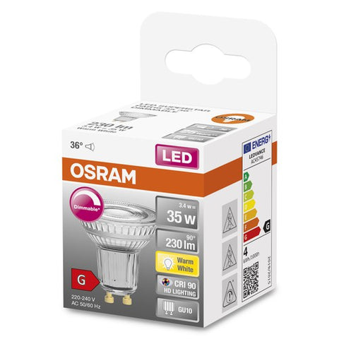 OSRAM Dimmbare LED Reflektor-Lampe LED SUPERSTAR + spot PAR16 GL 46 DIM 6,7W/940 GU10 CRI90 BOX