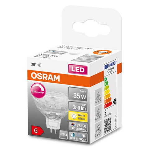 OSRAM Dimmbare LED Reflektor-Lampe LED SUPERSTAR + spot MR16 GL 35  DIM 5W/927 GU5.3 CRI90 BOX