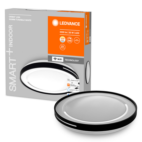 LEDVANCE Wifi SMART+ ORBIS LISA LED Deckenleuchte 50cm Tunable Weiß 30W / 2700-6500K schwarz