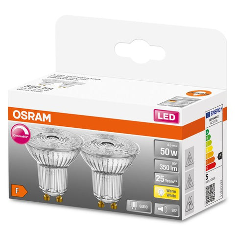 OSRAM LED-Reflektorlampe | Sockel: GU10 | Warmweiß| 2700 K | 4,50 W | Ersatz für 50-W-Reflektorlampe | not relevant | LED SUPERSTAR PAR16 [Energieeffizienzklasse F]