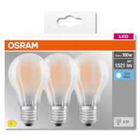 OSRAM LED BASE CLASSIC A Lampe matt (ex 100W) 11W / 4000K Kaltweiß E27, 3er Pack