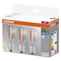 OSRAM LED BASE CLASSIC A Lampe klar (ex 75W) 7,5W / 4000K Kaltweiß E27, 3er Pack