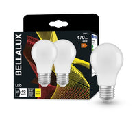 BELLALUX LED-Lampe, Sockel E27, Warmweiß (2700K), Matt, Birnenform, Ersatz für herkömmliche 40W-Glühbirne, Doppel-Pack