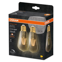 OSRAM LED-Lampe dimmbar EDISON 6.5W Filament E27 Vintage 1906 Gold, E27, 2er Pack