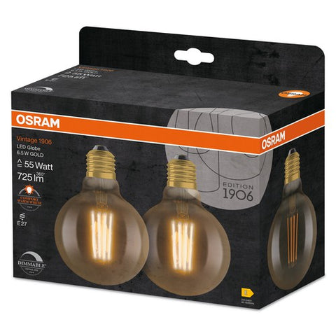 OSRAM LED-Lampe dimmbar GLOBE95 6.5W Filament E27 Vintage 1906 Gold