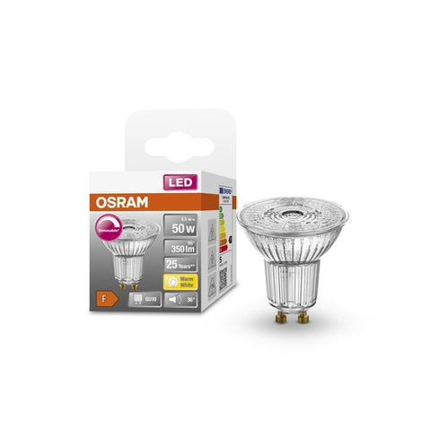 OSRAM Dimmbare PAR16 LED Reflektorlampe Warmweiß (2700K) hoher Farbwiedergabeindex mit CRI90, Ersatz für herkömmliche 50W Spots GU10