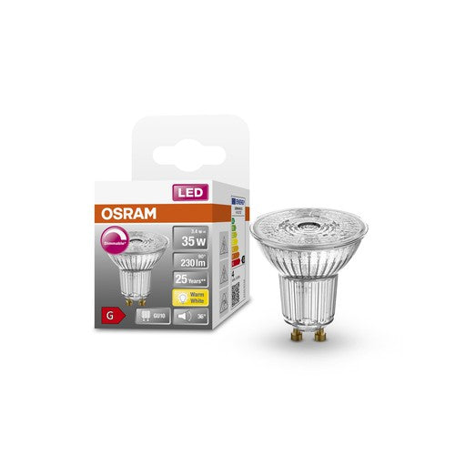 OSRAM Superstar Reflektorlampe, klares Glas ,Warmweiß (2700K), 230 Lumen, Ersatz für herkömmliche 35W-Leuchtmittel, dimmbar GU10