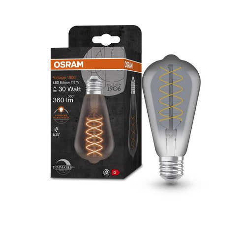 OSRAM Vintage 1906 LED-Lampe, Smoke-Tönung, 7,8W, 360lm