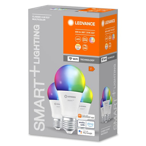 LEDVANCE WIFI SMART+ LED-Lampe RGB, gefrostet, 9W, 806lm, 3er-Pack