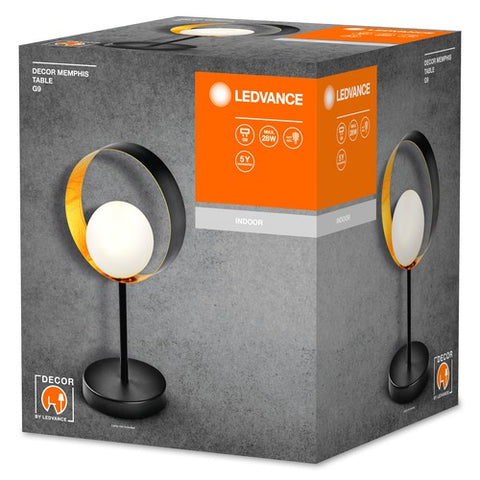 LEDVANCE DECOR Memphis Tischleuchte, schwarz/gold, G9-Sockel