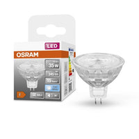 OSRAM  LED STAR MR16 12V LED Reflektorlampe mit GU5.3 Sockel, Kaltweiss (4000K), Glas Spot, 3,80W, Ersatz für 35W-Reflektorlampe