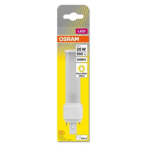 OSRAM  DULUX D LED EM & AC MAINS LED-Röhre 17,1cm (ex 26W) 10W / 3000K Warmweiß G24d-3