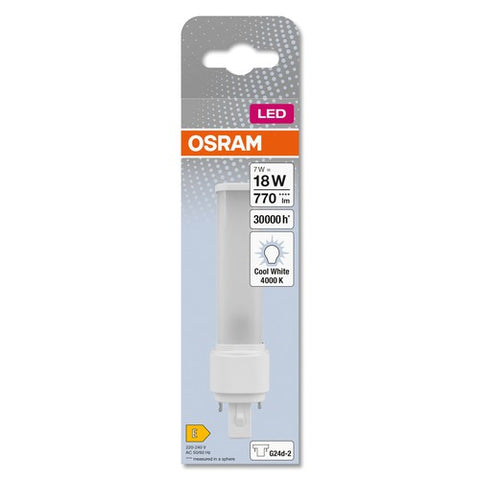 OSRAM  DULUX D LED EM & AC MAINS LED-Röhre 14,8cm (ex 18W) 7W / 4000K Kaltweiß G24d-2