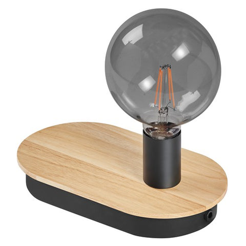 LEDVANCE DECOR Wood Tischleuchte USB, schwarz/holz, E27