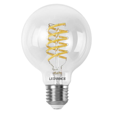 LEDVANCE SMART+ WIFI LED-Lampe, Weißglas, 8W, 806lm, Kugel-Form mit 80mm Durchmesser & E27-Sockel, regulierbares Weißlicht (2700-6500K), dimmbar, App- oder Sprachsteuerung, 15.000 Stunden Lebensdauer