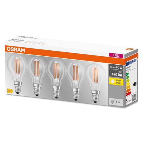 OSRAM LED Base Classic LED Lampe Filament (ex 40W) 4W / 2700K Warmweiß E14