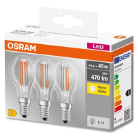 OSRAM LED Base Classic LED Lampe (ex 40W) 4W / 2700K 3er Pack E14
