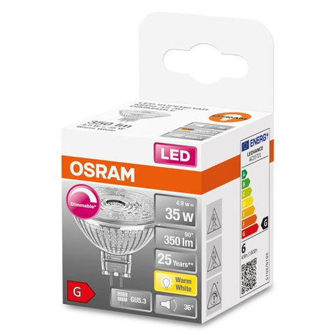 OSRAM LED SUPERSTAR MR16 12V LED Spot dimmbar (ex 35W) 4,9W / 2700K Warmweiß GU5.3