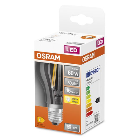 OSRAM LED Retrofit Classic A LED Lampe (ex 60W) 7W / 2700K Warmweiß E27