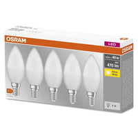 OSRAM LED BASE CLASSIC B Lampe matt (ex 40W) 5,5W / 2700K Warmweiß E14, 5er Pack