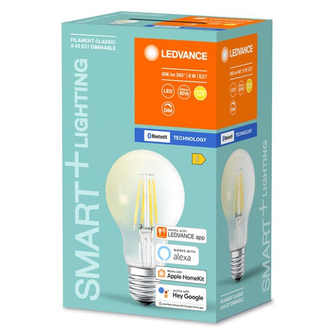 LEDVANCE Bluetooth SMART+ Filament Classic LED Lampe dimmbar (ex 60W) 6W / 2700K E27