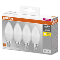 OSRAM LED Base LED Lampe Kerzenform matt (ex 40W) 5,5W / 2700K Warmweiß E14 4er Pack