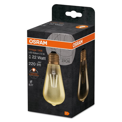 OSRAM Vintage 1906® LEDISON LED Lampe (ex 22W) 2,5W / 2400K Warmweiß E27 Gold Optik