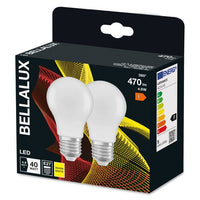 BELLALUX LED-Lampe, Sockel E27, Warmweiß (2700K), Matt, Birnenform, Ersatz für herkömmliche 40W-Glühbirne, Doppel-Pack