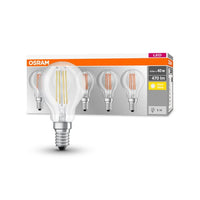 OSRAM LED Base Classic LED Lampe Filament (ex 40W) 4W / 2700K Warmweiß E14, 5er Pack