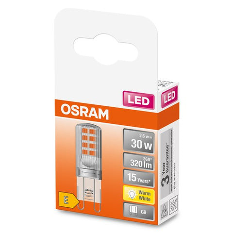 OSRAM LED Stecksockellampe LED Lampe (ex 30W) 2,6W / 2700K Warmweiß PIN G9